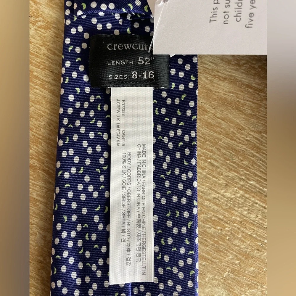 NWT Boys J. Crew Silk Tie. Sizes 8-16. Navy/White.